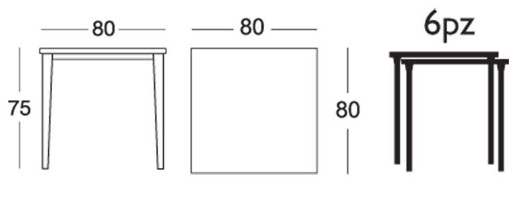 Dimensiones de la Mesa Timo Scab 80x80