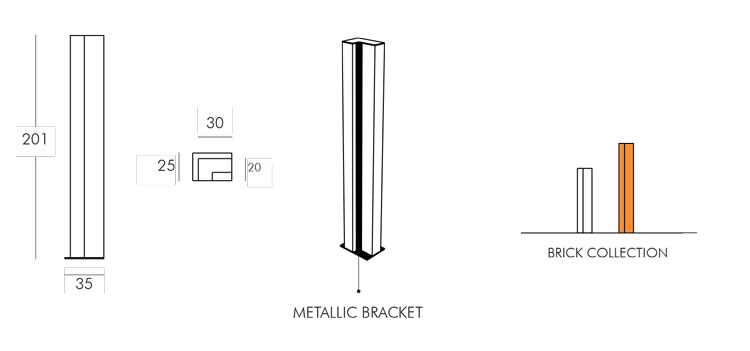 Columna luminosa Brick Slide versiòn 200 medidas y dimensiones