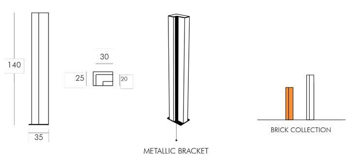 Columna luminosa Brick Slide versiòn 140 medidas y dimensiones