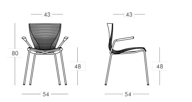 Silla Gloria con apoyabrazos Slide medidas y dimensiones