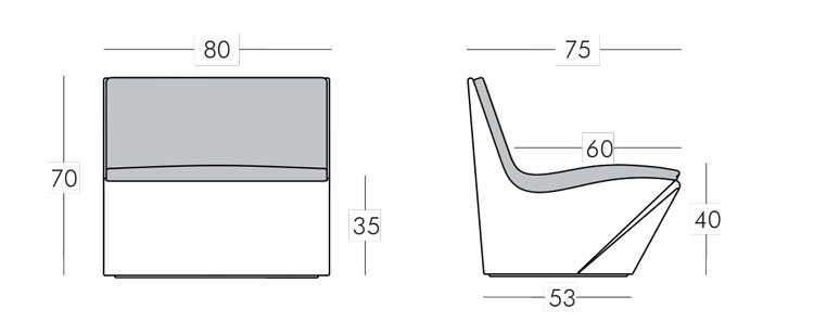 Sillon Kami Ichi Slide medidas y dimensiones
