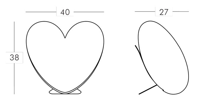Lámpara Love Slide versiòn de escritorio medidas y dimensiones