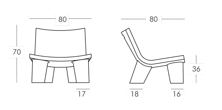 Sillon Low Lita Slide medidas y dimensiones