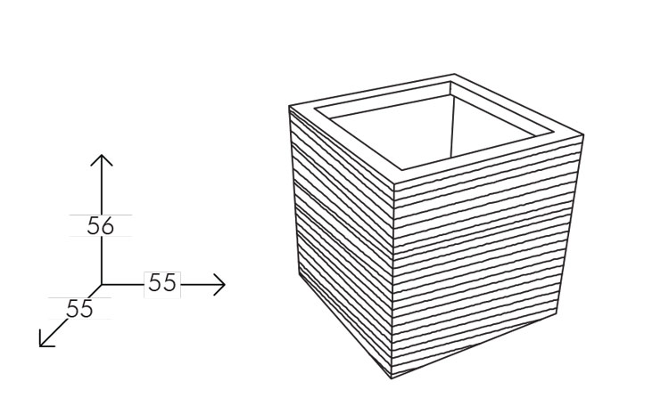 Vaso Quadra Slide versione 56 misure e dimensioni