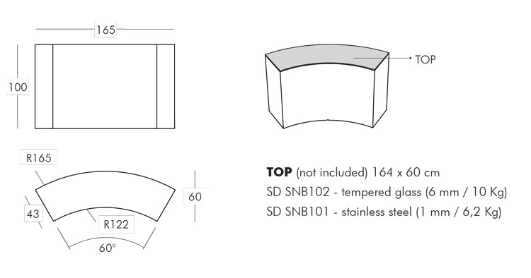 Barra Snack Bar Slide medidas y dimensiones