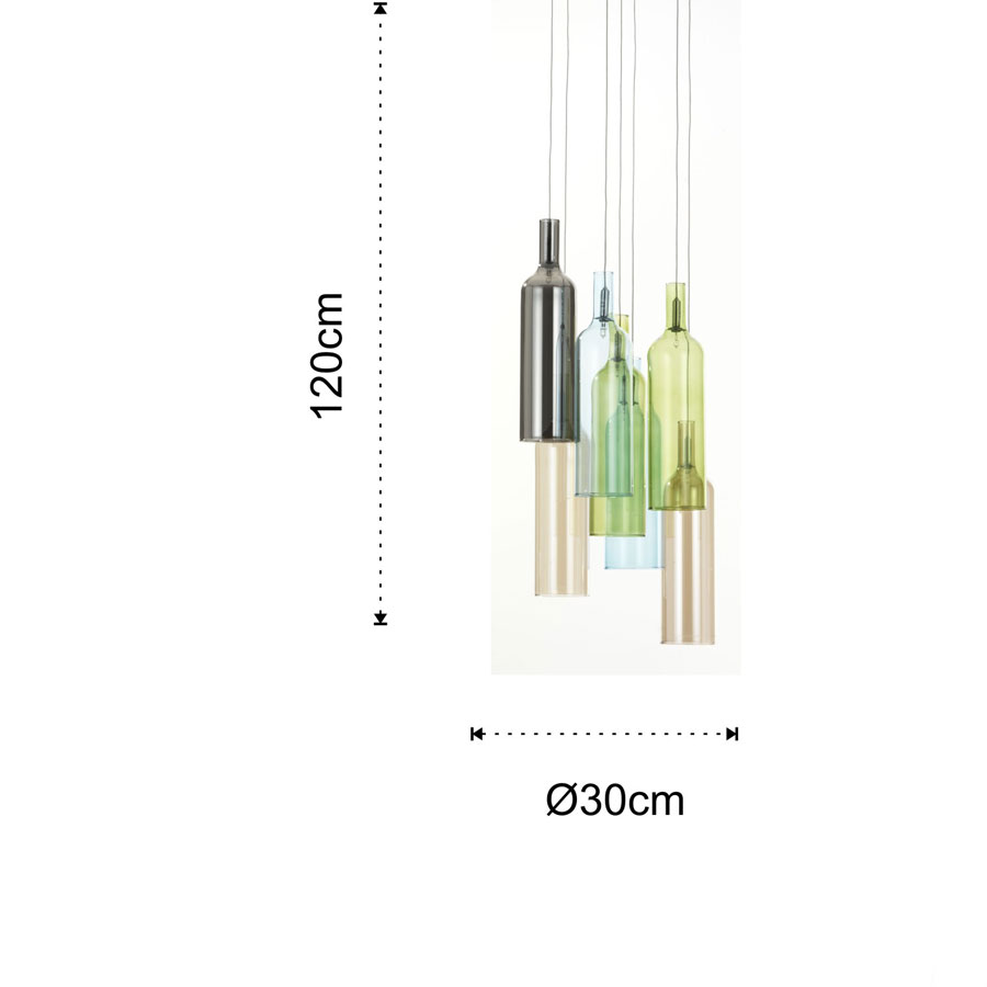 Candelabro 7 luces Bottles Tomasucci medidas y dimensiones