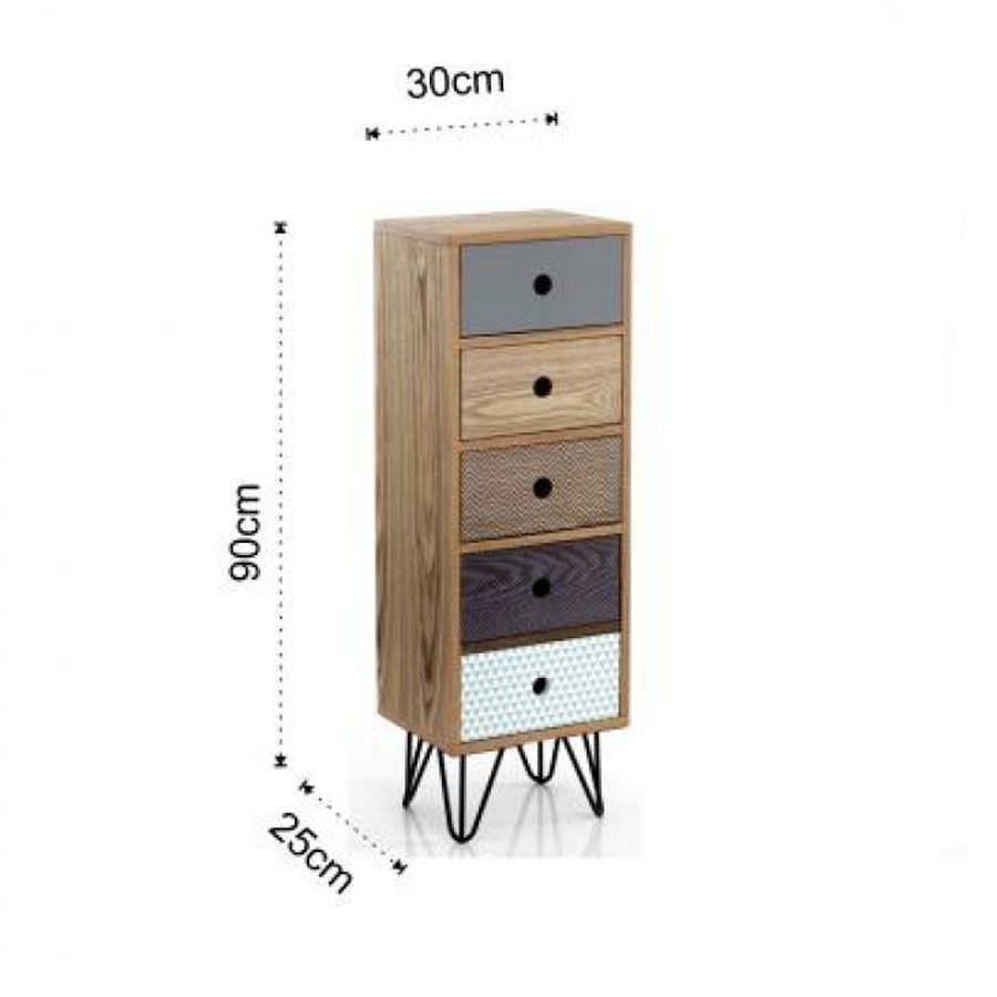 Comoda 5 cajones Hijo Tomasucci medidas y dimensiones