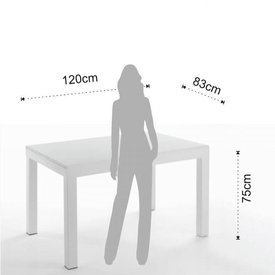 Mesa extensible Long White Tomasucci dimensiones y medidas