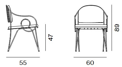 Dimensiones Silla con reposabrazos Ariete Unopiù