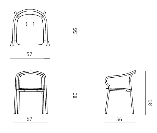 Dimensiones silla Salò Unopiù