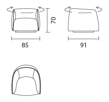 Kodi-sillon-giratoria-Bontempi-dimensiones