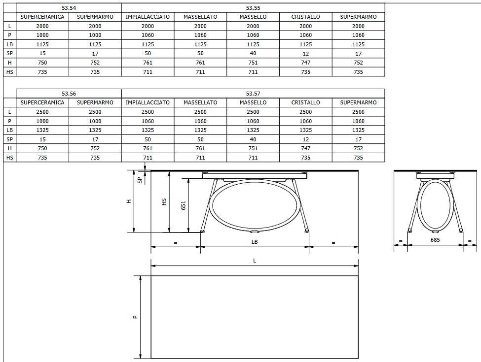 Mesa Louis Bontempi Casa Fija Rectangular medidas