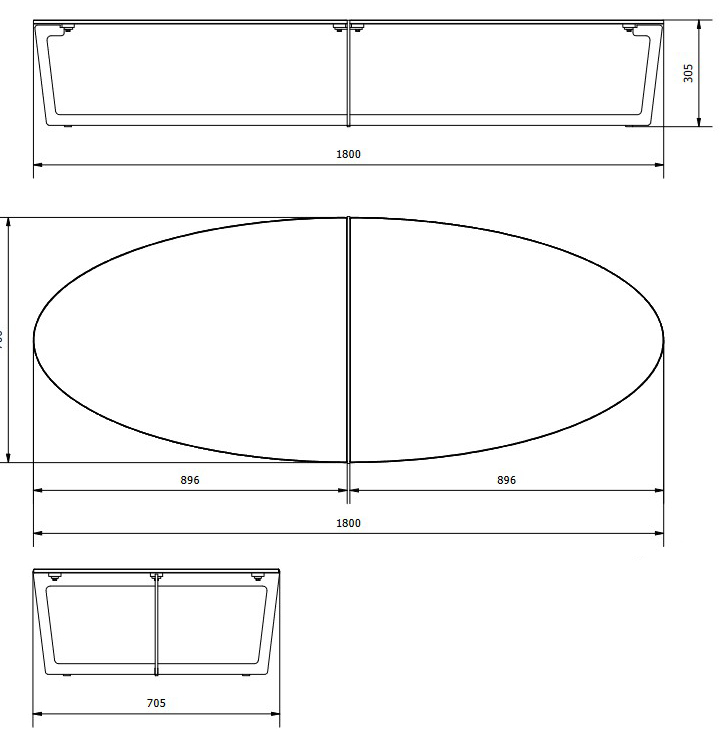 Mesa De Centro Cross Bontempi Casa Oval medidas