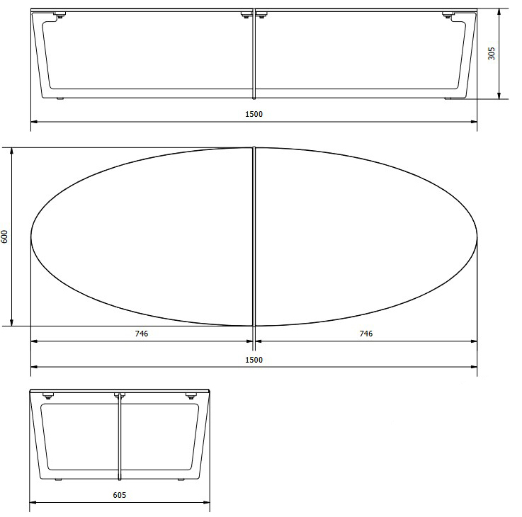 Mesa De Centro Cross Bontempi Casa Oval medidas