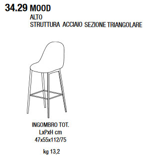 Mood 34.29 taburete Bontempi Casa dimensiones