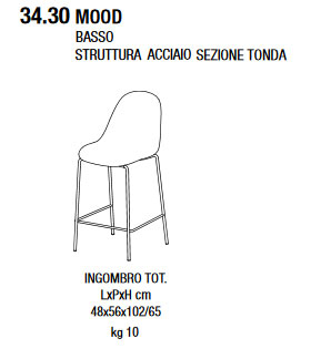 Mood 34.30 taburete Bontempi Casa dimensiones