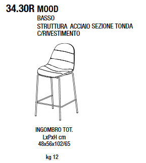 Mood 34.30R taburete Bontempi Casa dimensiones