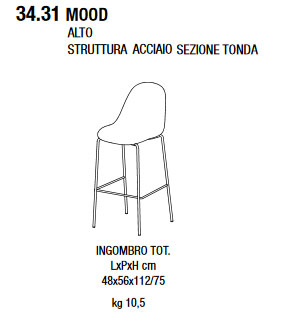 Mood 34.31 taburete Bontempi Casa dimensiones
