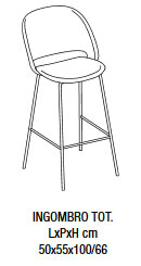 Dimensiones del taburete tapizado Polo Bontempi Casa 34.69R