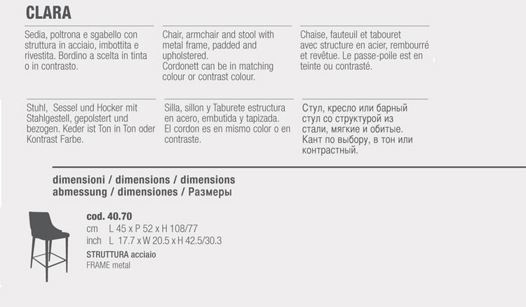 Dimensiones del taburete Clara Bontempi
