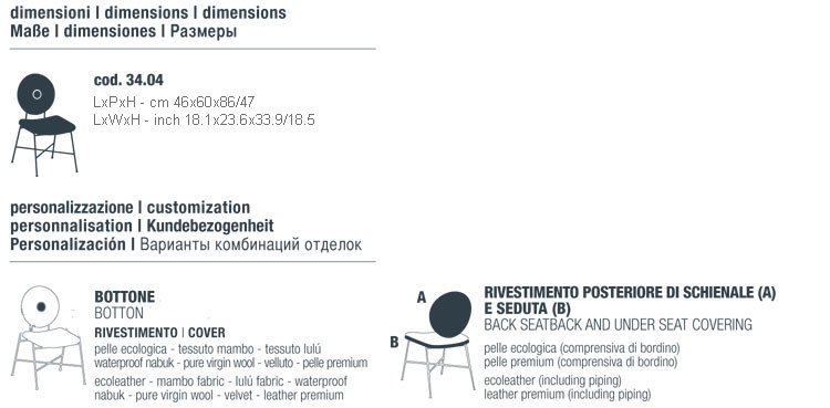 Dimensiones de la Silla Penelope de Bontempi Casa