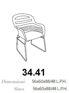 Dimensiones de la silla Suri Bontempi Casa con base de trineo