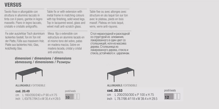 Mesa Versus Bontempi Casa extensible 240 medidas