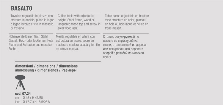 Mesita Basalto Bontempi Casa medidas