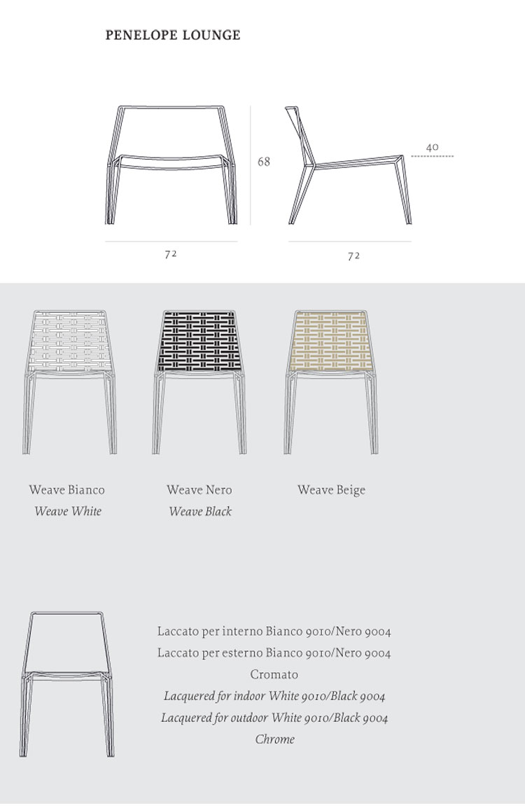 Silla Penelope Weave Lounge Casprini medidas y colores