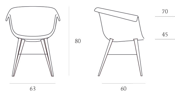 Silla Collier Wood Casprini medidas y dimensiones