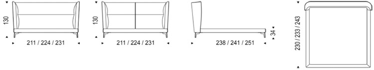 Cama Ludovic Cattelan Italia dimensiones y medidas