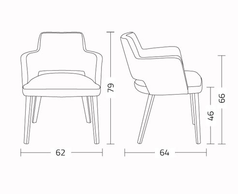 Dimensiones de la silla modelo Grace.p Lux de Colico