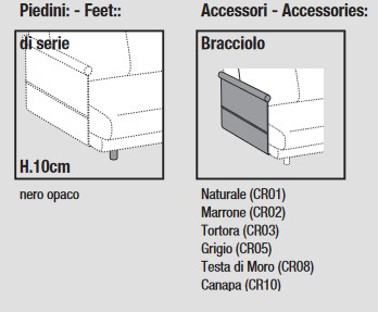 Pies del Sofá Lineal de 2 y 3 Plazas Althon High de Ditre Italia
