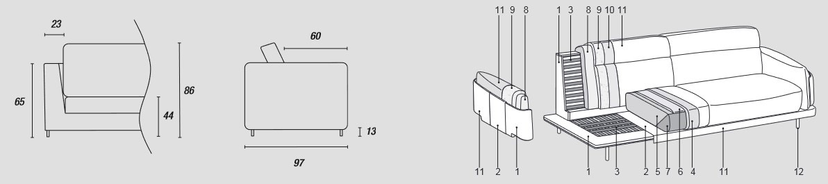 Características del Sofá Skin Ditre Italia de 2 y 3 Plazas