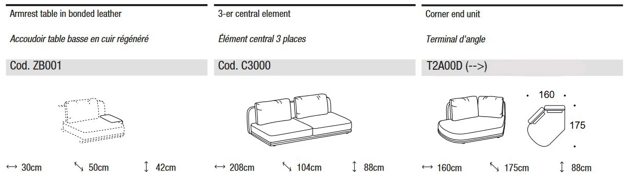 Dimensiones del Sofá Modular Avenue Soft de Ditre Italia