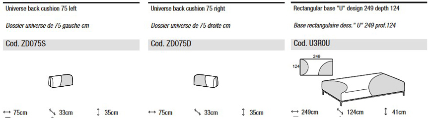 Dimensiones del Sofá Modular Sanders Universe de Ditre Italia