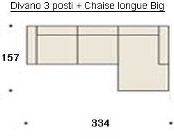 Sofá 3 posti con chaise longue big kloè felis medidas