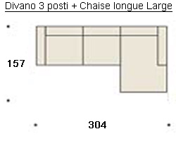 Sofá 3 plazas con chaise longue large kloè felis medidas