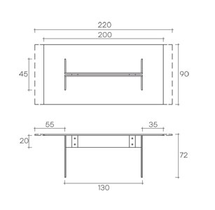 Mesa fiam modelo llt medidas