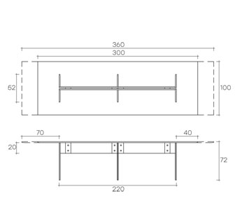 mesa fiam modelo llt medidas
