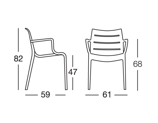 Dimensiones de la Silla de Jardín Sunset con Reposabrazos