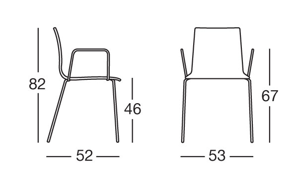 Dimensiones de la Silla Alice con Brazos de Scab