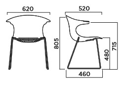 Silla Loop 3D Wood Sled Infiniti Design medidas