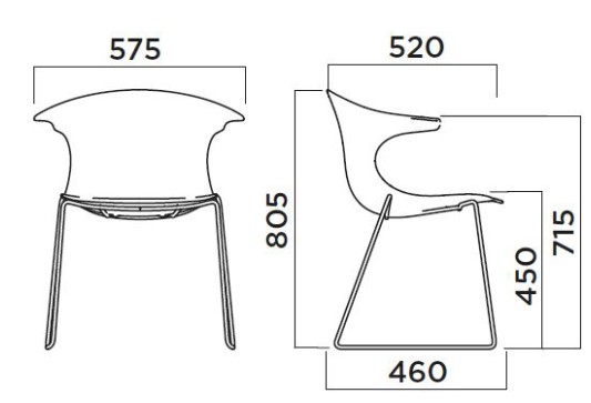 Silla Loop Mono Sled Infiniti Design medidas