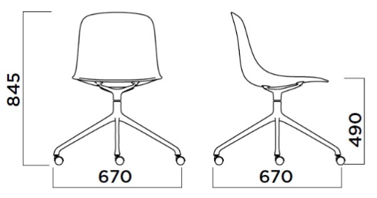 Silla Pure Loop Binuance Swivel with Castors Infiniti Design medidas