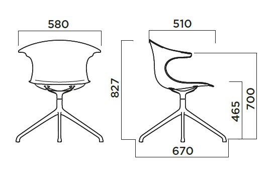 Silla Loop Mono Infiniti Design 4 patas tapizada medidas