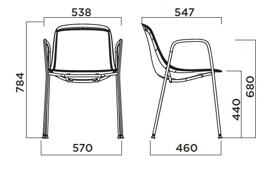 Silla Pure Loop Mono Infiniti Design con reposabrazos tapizada medidas