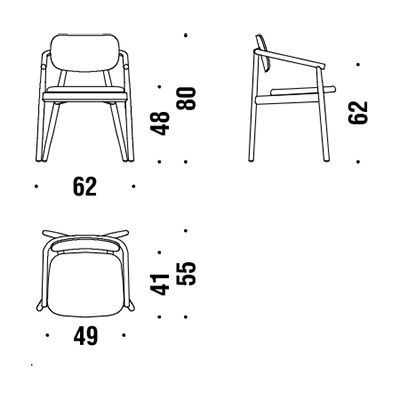 Silla con reposabrazos Klara Moroso MEDIDAS