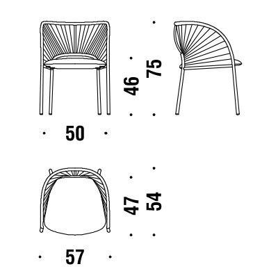 Silla Yumi Moroso entrelazada medidas