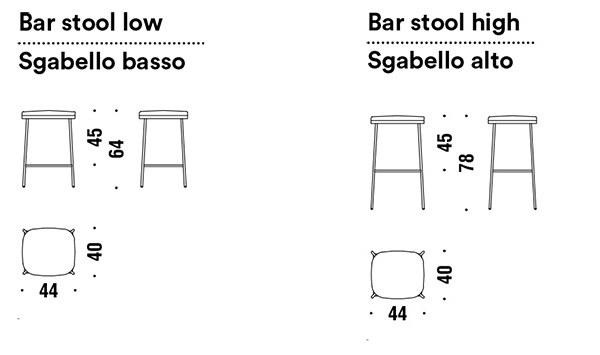Taburete Precious Moroso sin espaldar medidas